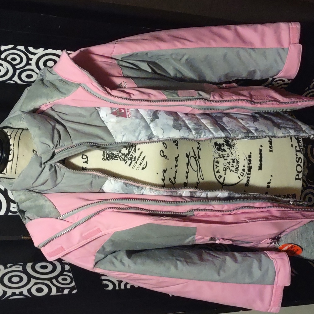 BNWT  Girls size 10/12 puffy 3 in 1 pink and gray puffy jacket